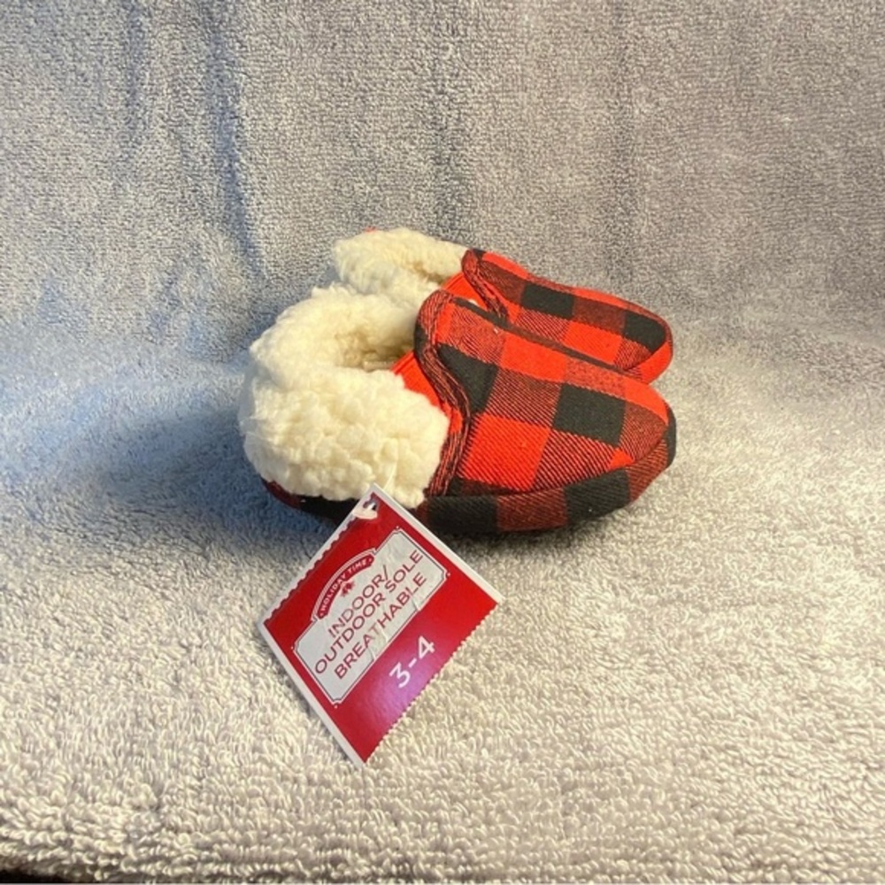 Holiday Times Infants Plaid‎ Slippers Size 3-4 Breathable Soles Shoes